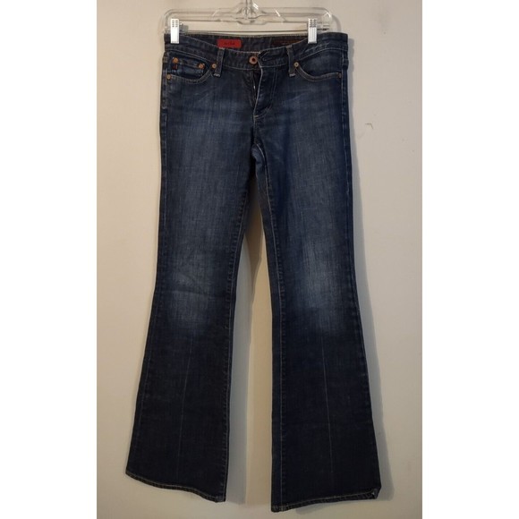 AG Adriano Goldschmied The Club Flare Leg Low Rise Jeans Size 27R EUC Dark Wash - Picture 1 of 9